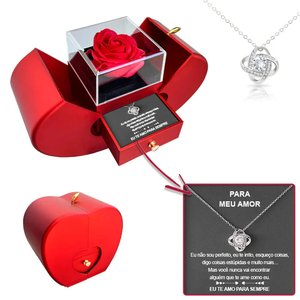 Eternal Rose Gift Box – Real Preserved Rose with Necklace