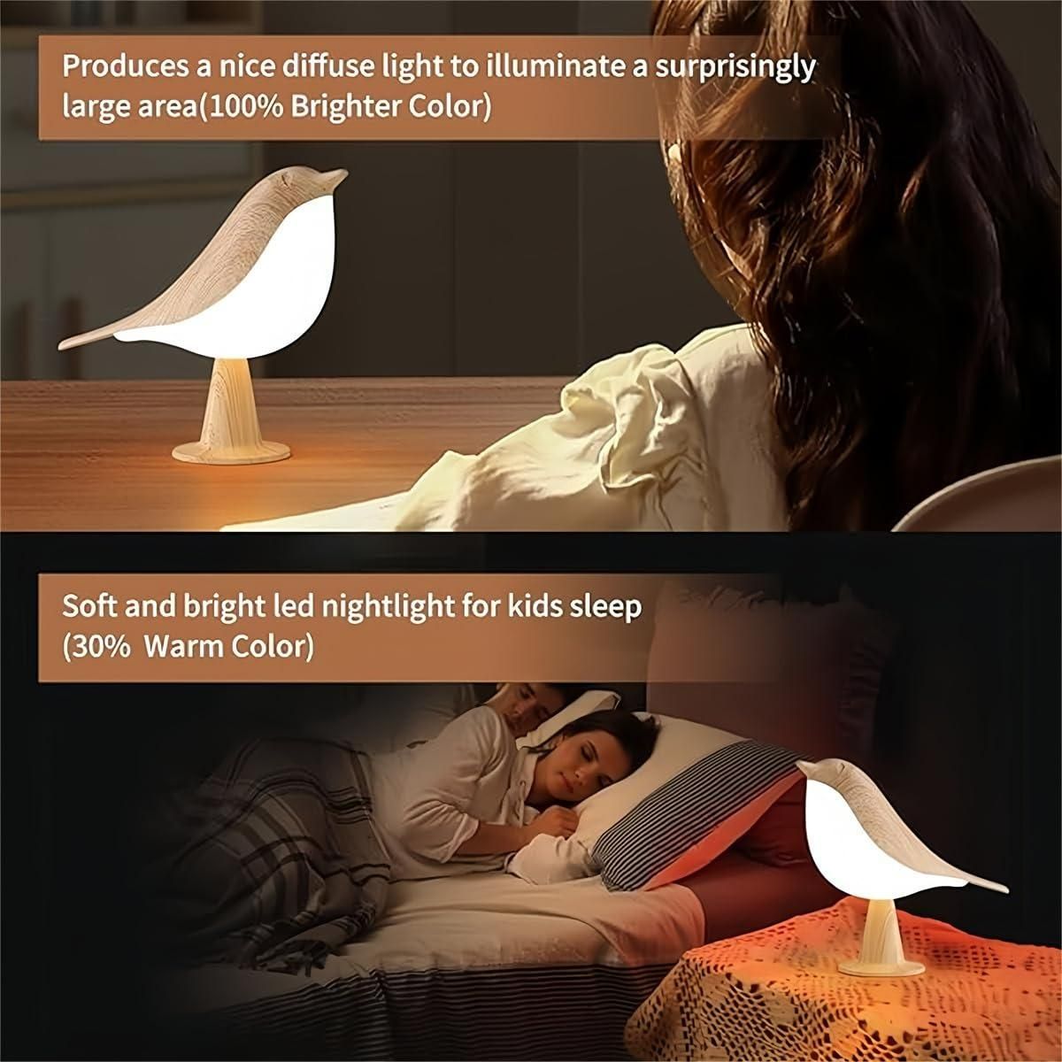 Bird-Shaped Wooden Night Light