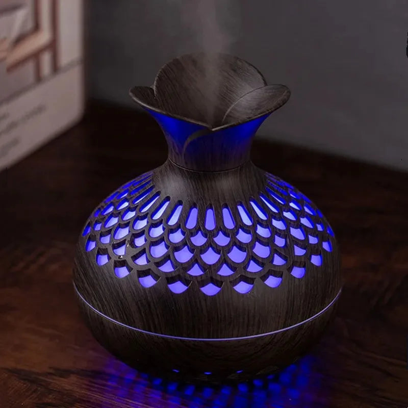 300ml USB Air Humidifier for Desk – Mini Vase-Shaped Humidifier with Colourful LED Night Lights