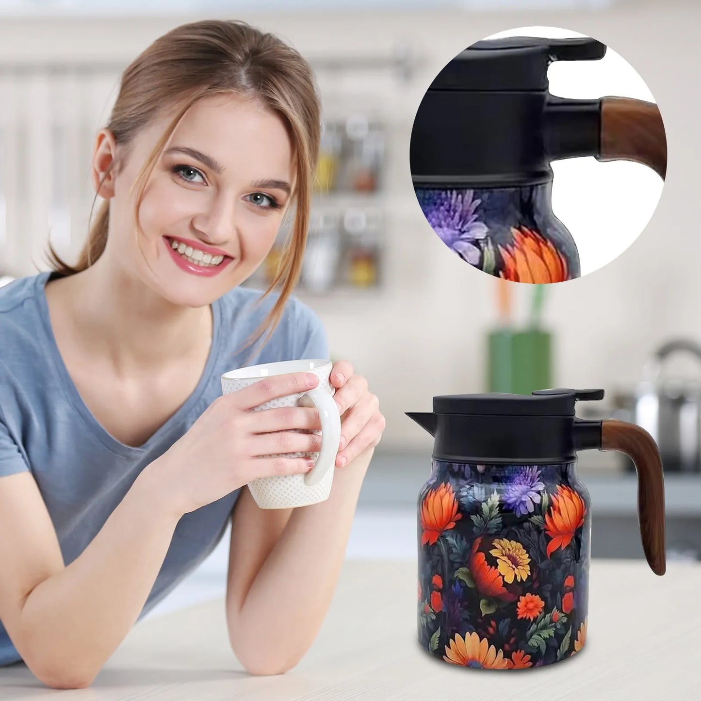 FloraBrew – Stylish Tea Thermos with Built-In Infuser