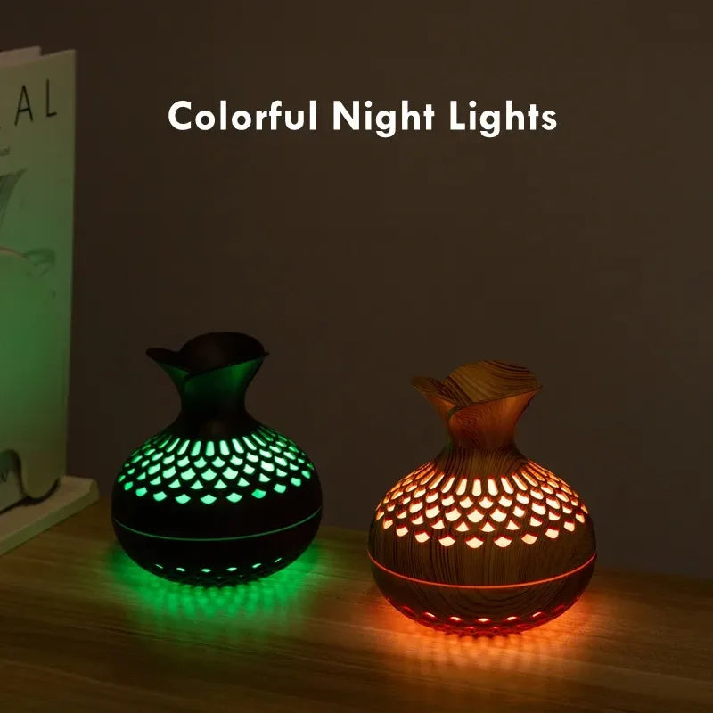 300ml USB Air Humidifier for Desk – Mini Vase-Shaped Humidifier with Colourful LED Night Lights