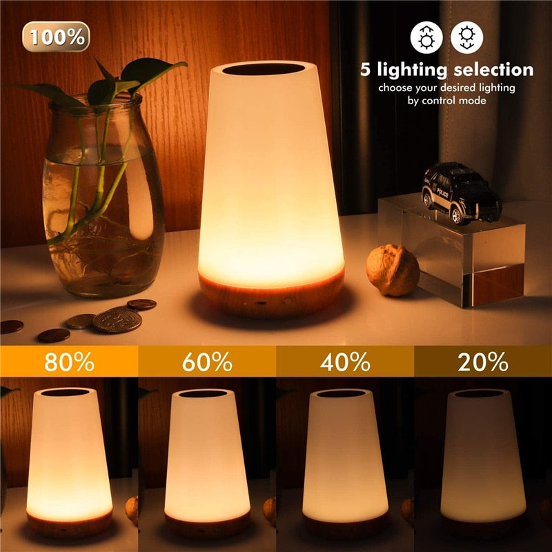 Touch-Control Dimmable Lamp | 5 Brightness Settings | 13 RGB Color Options