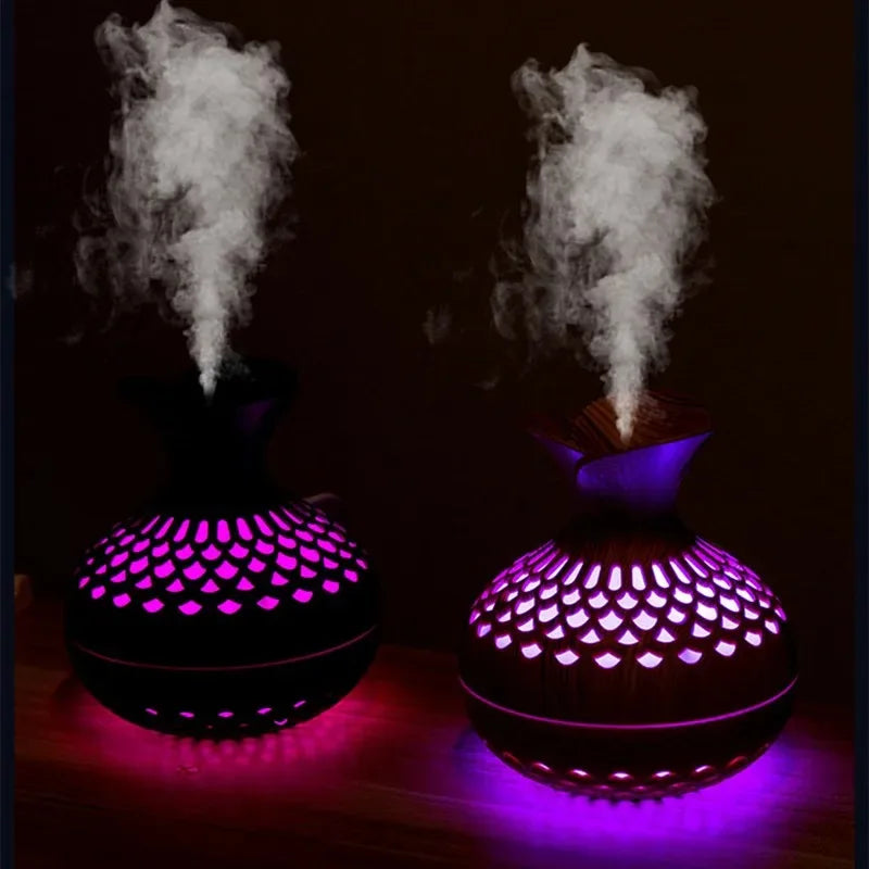 300ml USB Air Humidifier for Desk – Mini Vase-Shaped Humidifier with Colourful LED Night Lights