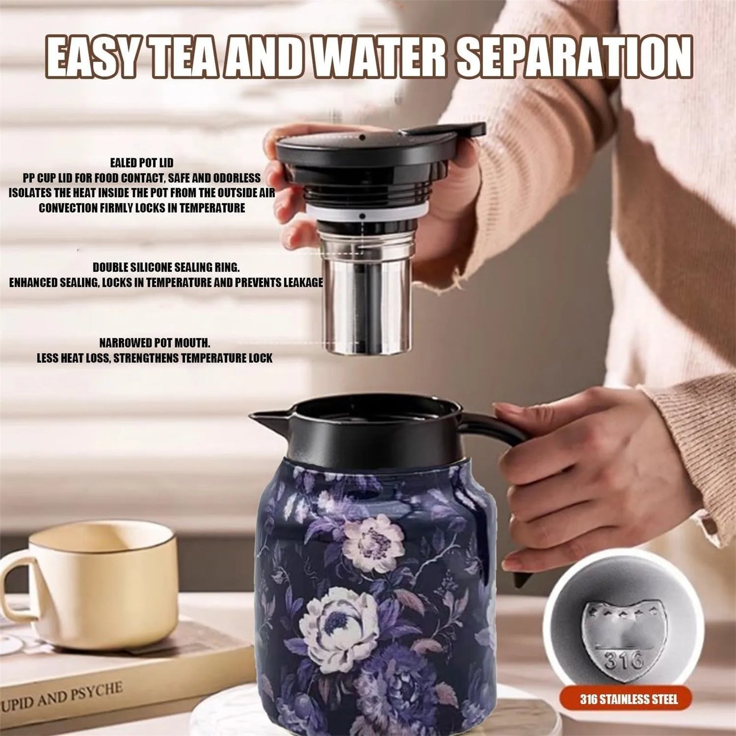 FloraBrew – Stylish Tea Thermos with Built-In Infuser