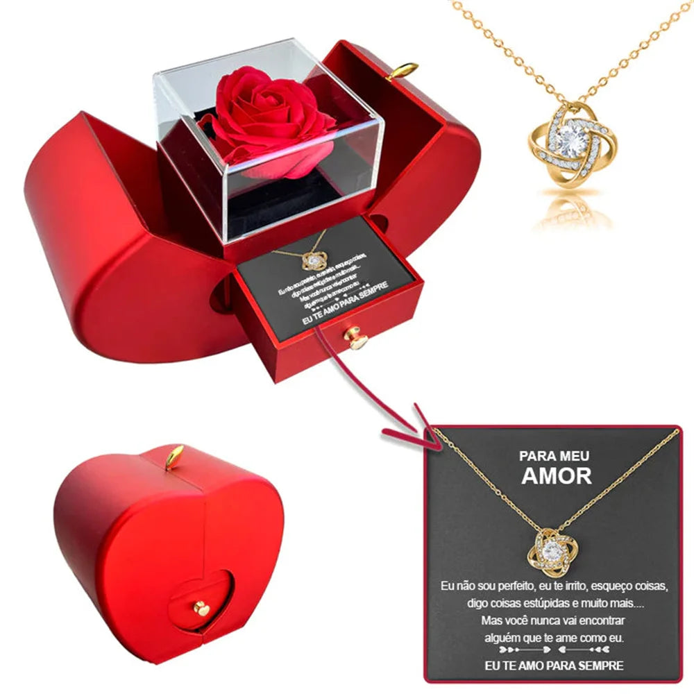 Eternal Rose Gift Box – Real Preserved Rose with Necklace