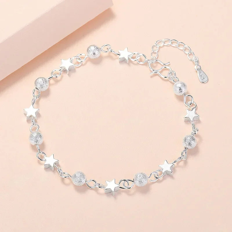 Women’s Blue Heart Bracelet – Hollow Heart Silver-Plated Jewelry
