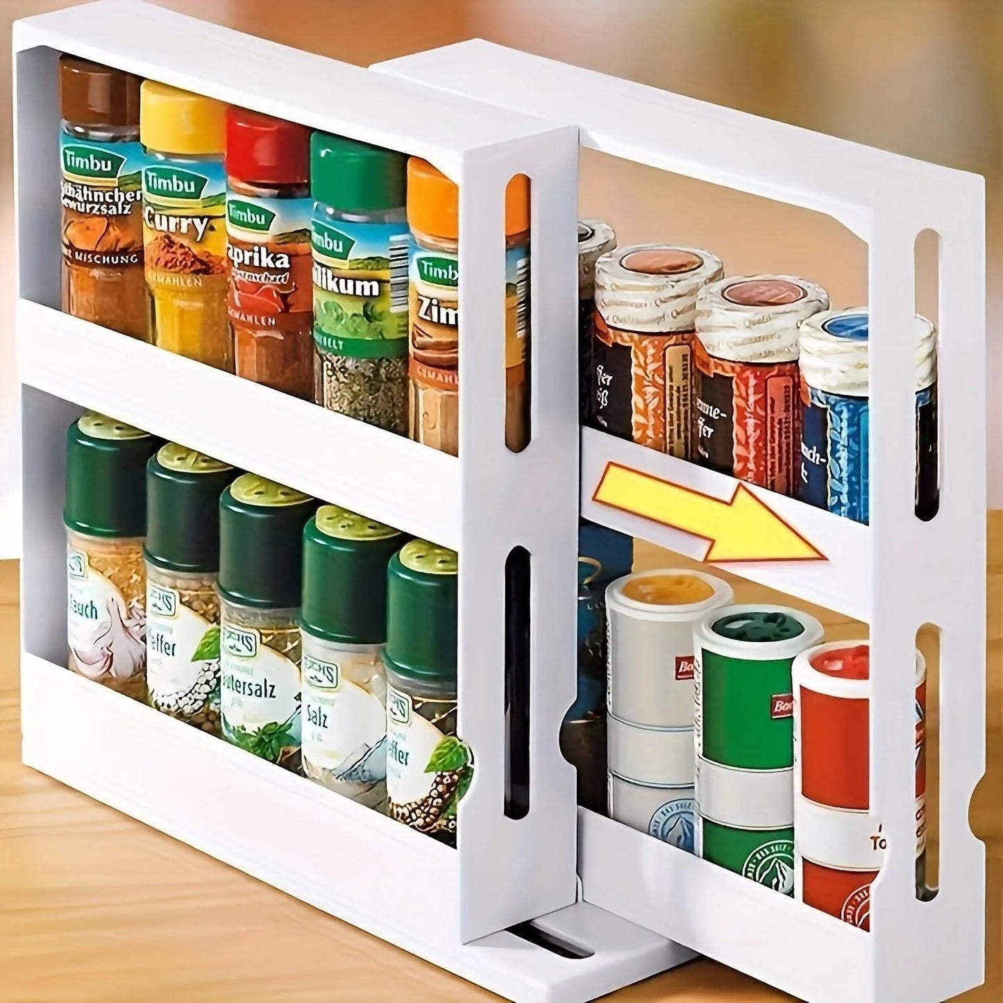 Spice Rack Organizer | Compact Swivel Shelves with Large Capacity Easy Access for Organized Kitchen