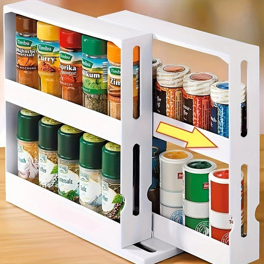 Spice Rack Organizer | Compact Swivel Shelves with Large Capacity Easy Access for Organized Kitchen